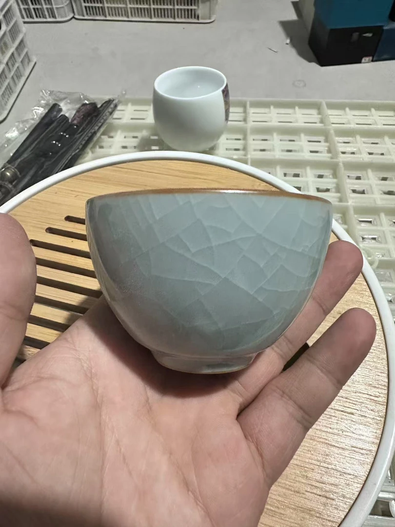 冰裂纹汝窑陶瓷茶杯家用泡茶功夫茶具高档茶盏