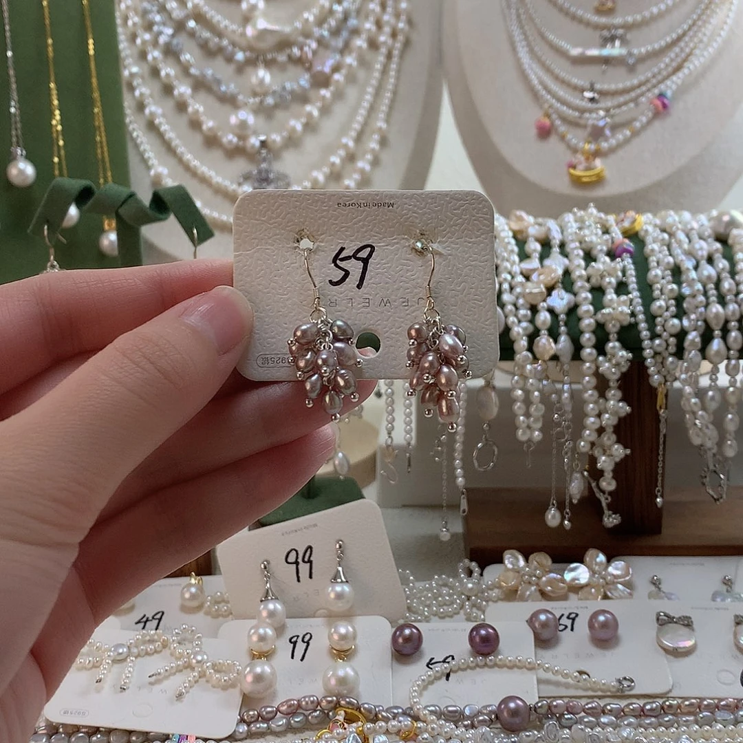 淡水珍珠耳饰银S925镶嵌