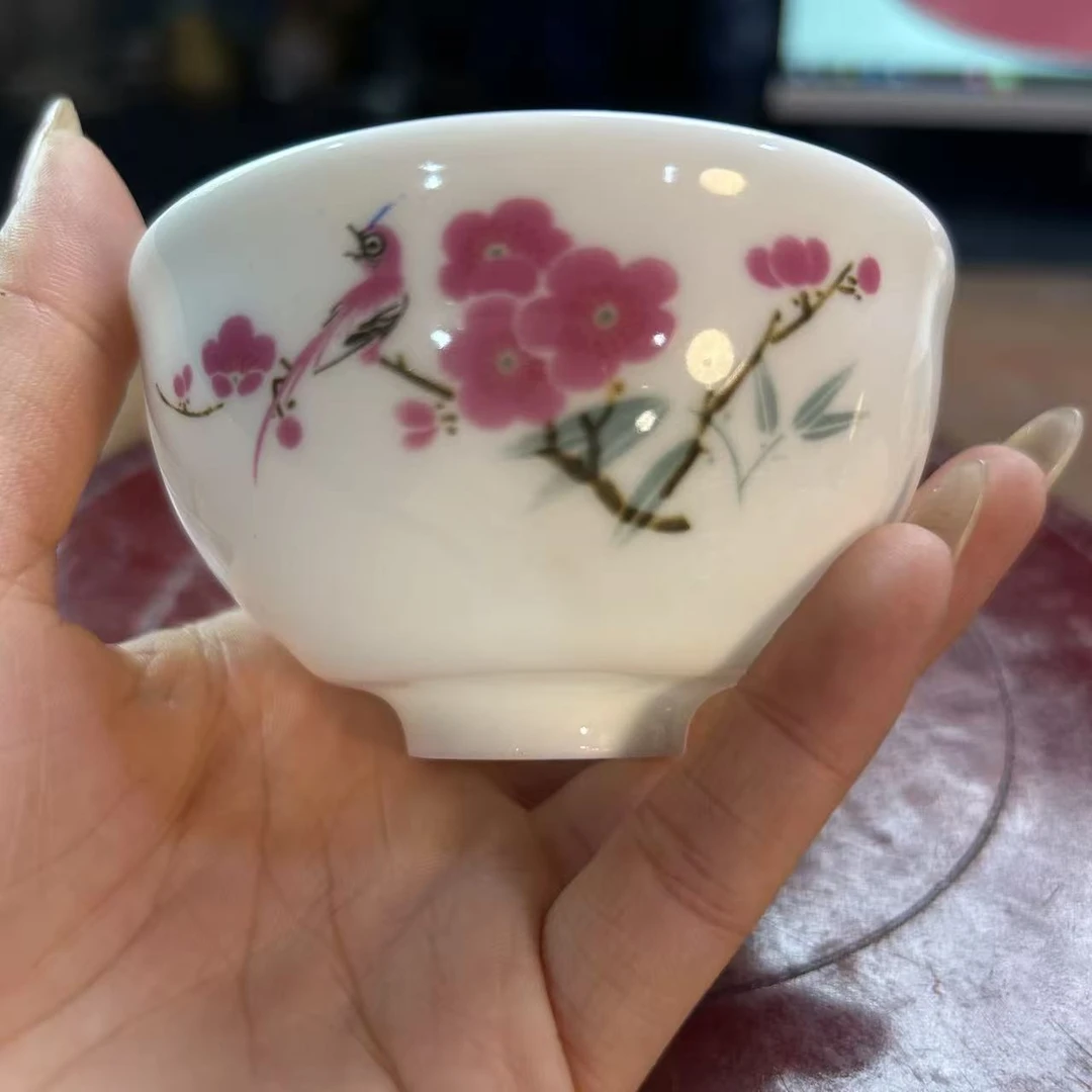 景德镇翠竹红梅一口杯