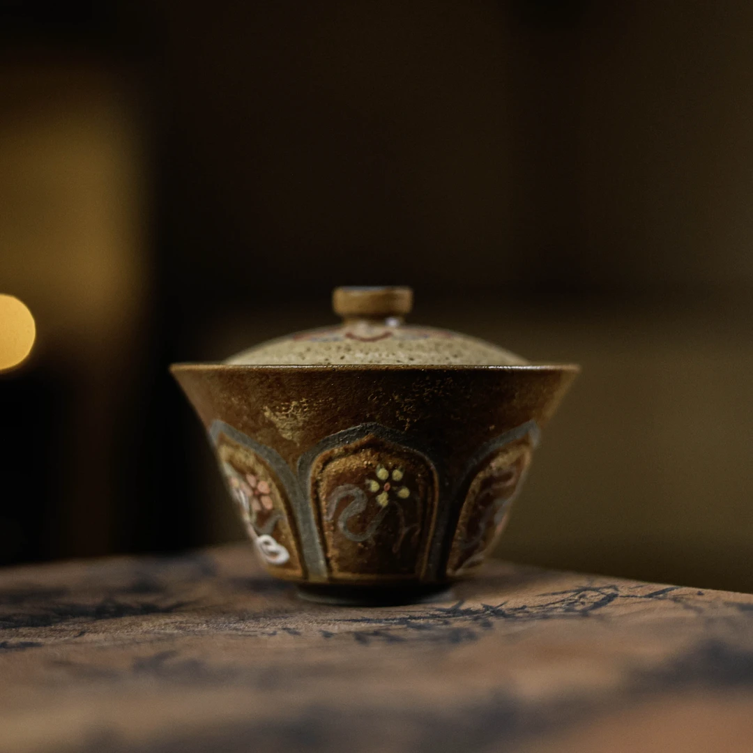 纳兰 十二生肖-观羽柴烧-盖碗(蛇)（观羽0537）