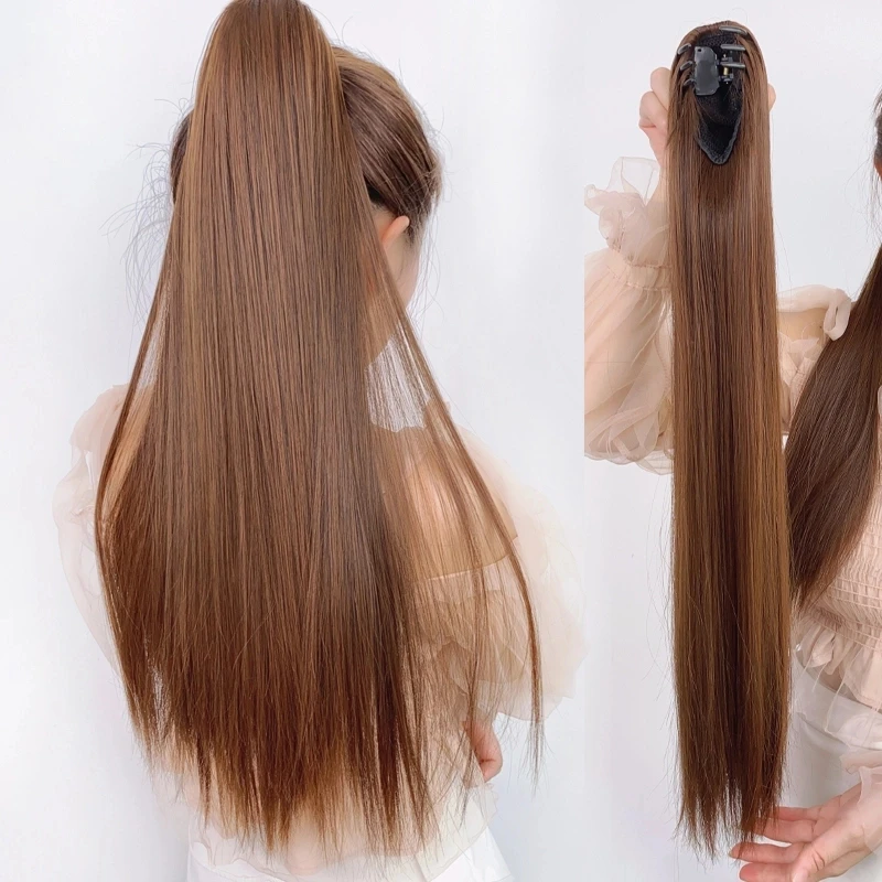 假发女长直发抓夹式超轻马尾神器网红高马尾辫子接发束假发片自然