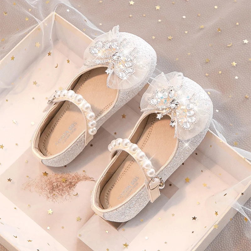 牧童女童鞋子儿童公主小皮鞋2025夏季新款宝宝水晶鞋子小女孩单鞋