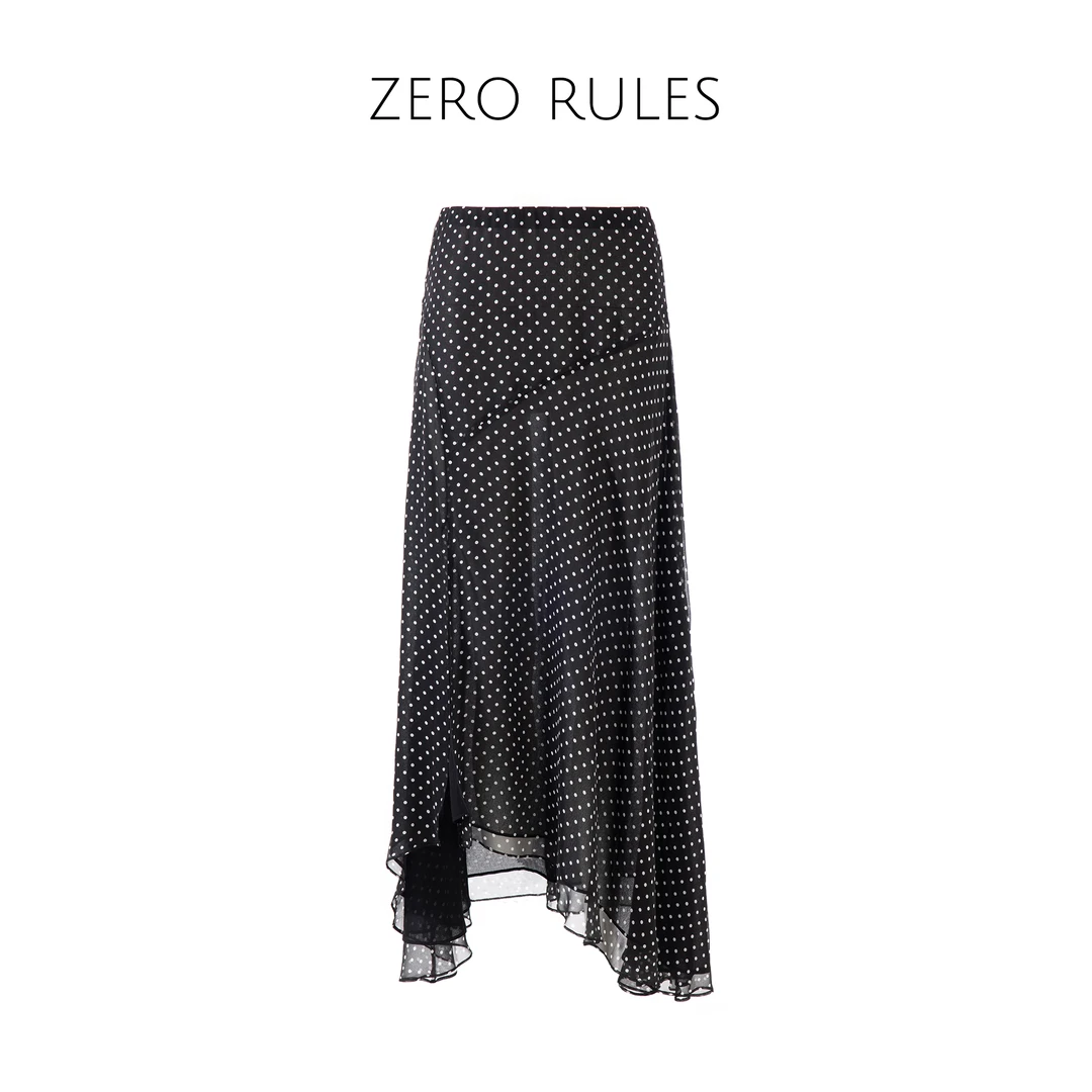 25030500【法式波点半裙】高定100桑蚕丝 福利！真丝波点半身长裙