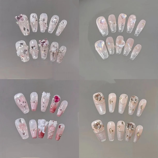 清仓打包，纯手工穿戴甲可爱猫咪毛绒兔子法式