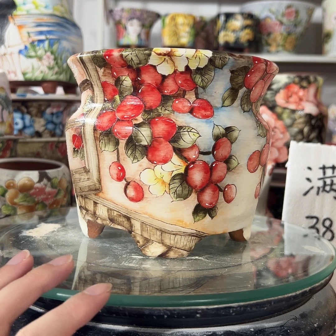 景德镇手绘花盆幸运花盆