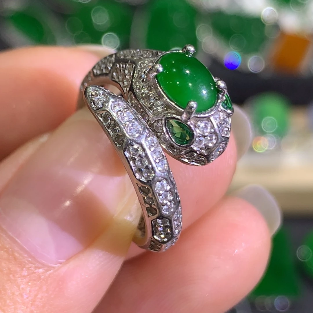 翡翠戒指银S925镶嵌5、