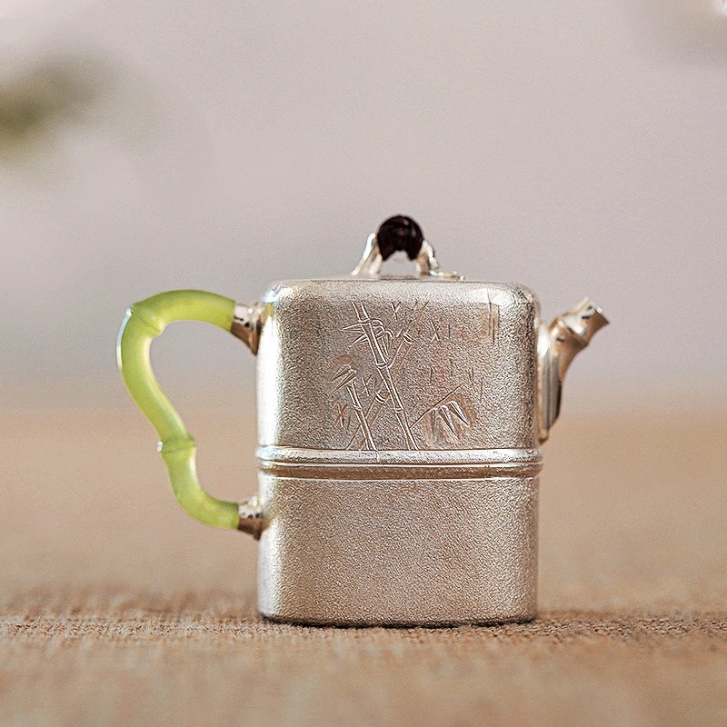 【银歌专属】银歌工坊 XH0670 竹报平安四方泡茶壶