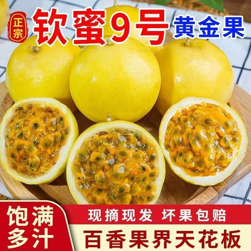 钦蜜9号黄金百香果新鲜采摘浓郁香甜赠送开果器 50-60g
