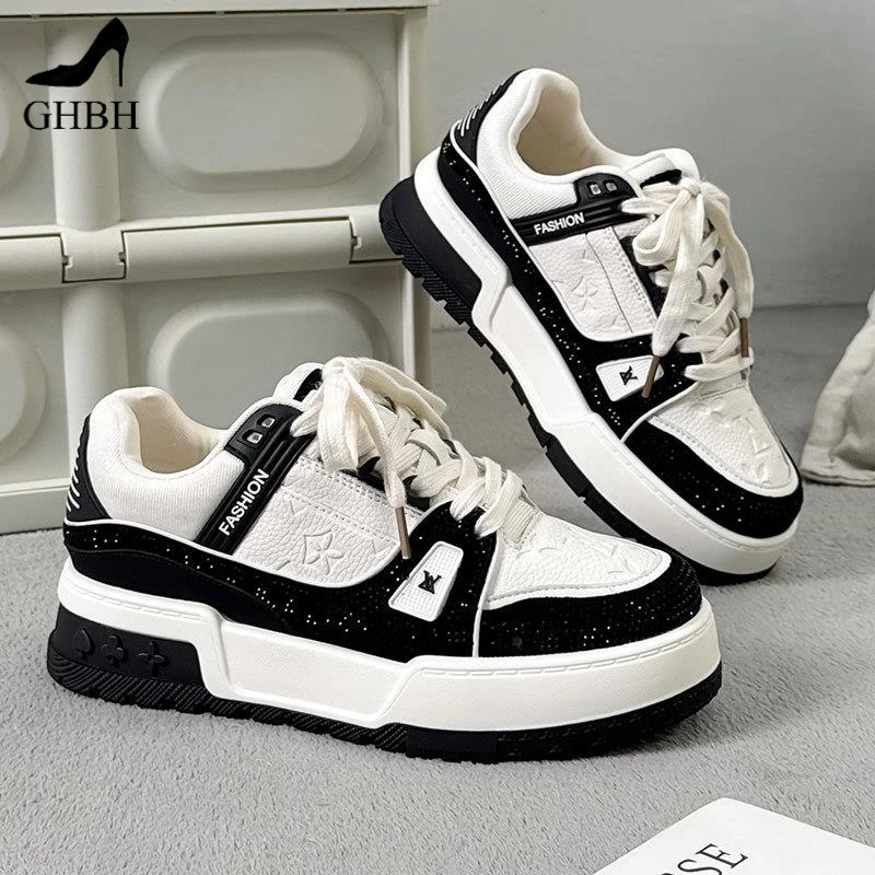 【银河深邃】2025春季新款满天星闪钻百搭爆款休闲板鞋厚底小白鞋