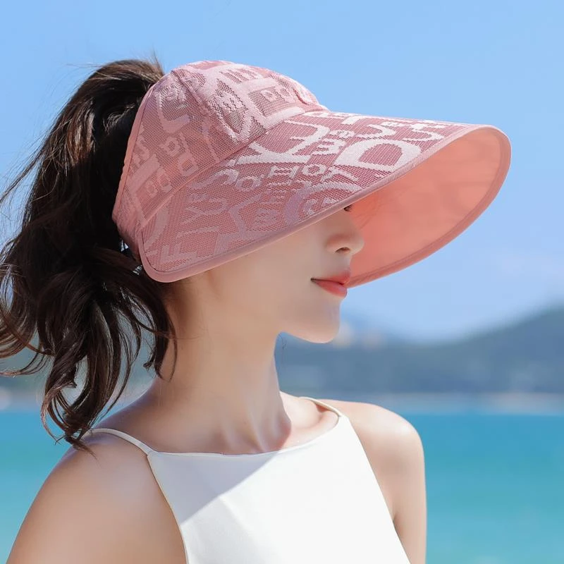 大檐空顶帽户外防晒遮阳帽女夏季骑车不翻渔夫帽防紫外线太阳帽子