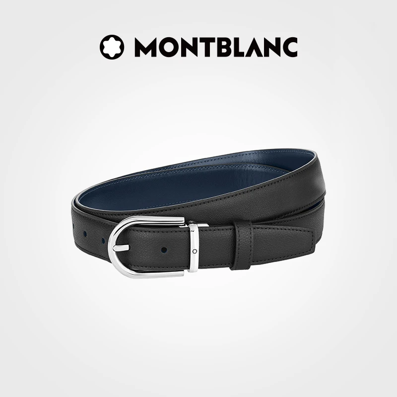 【中秋礼赠】Montblanc/万宝龙马蹄形闪亮镀钯针式带扣腰带 128756