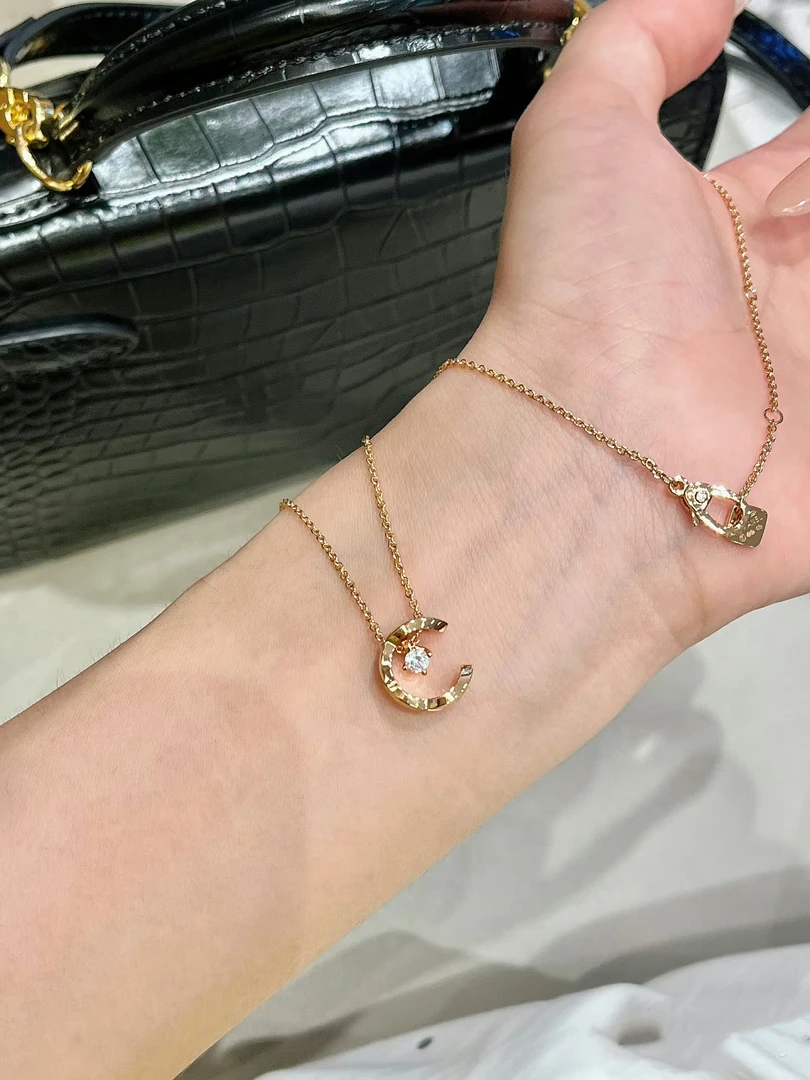 合金项链 菱形格水冰月项链