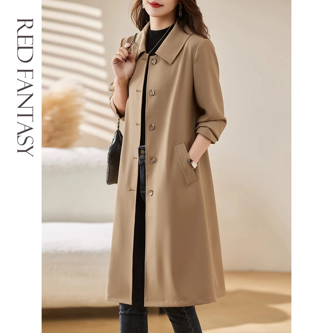 风衣女中长款春秋装2025新款女装英伦风女士高贵时尚气质驼色外套