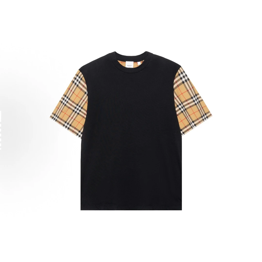 全新未使用 BURBERRY/博柏利 Vintage 格纹短袖 T恤 男女款 黑色