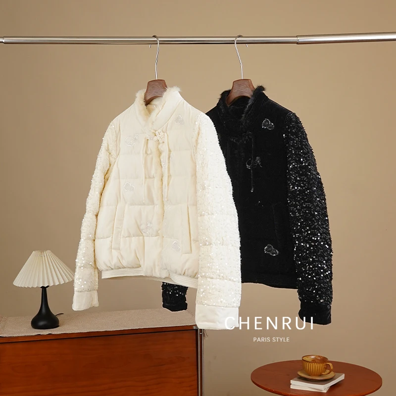 CHENRUI 歆姐 2025新款“星夜绮梦”国风绣花羽绒服 水貂毛条2117