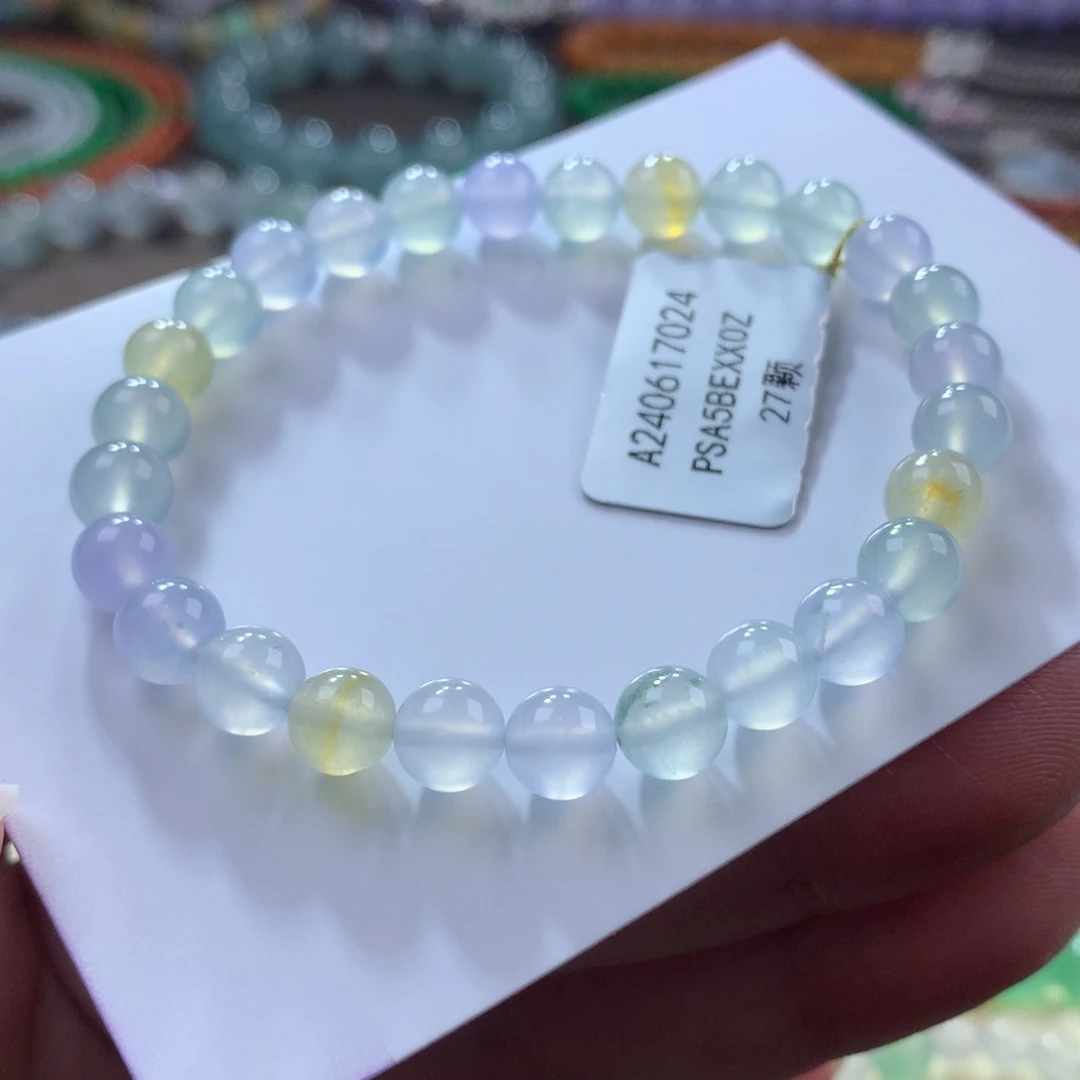 翡翠手链未镶嵌翡翠高冰马卡龙卡6.60+