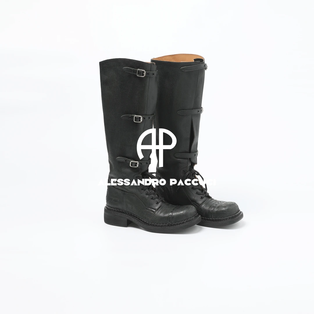 AP洛哥53114XC【战损靴】牛皮系带做旧划痕复古厚底时尚潮流长靴