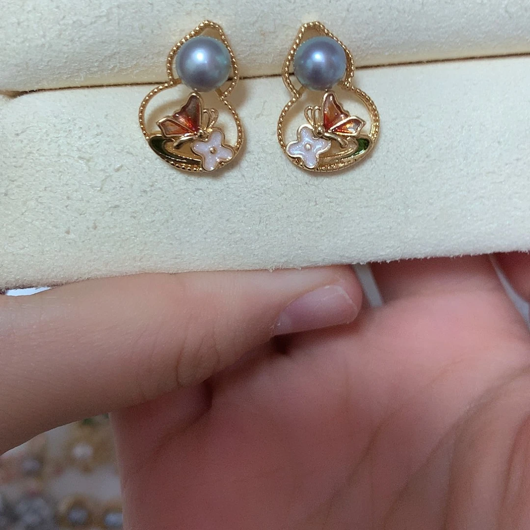 淡水珍珠耳饰合金