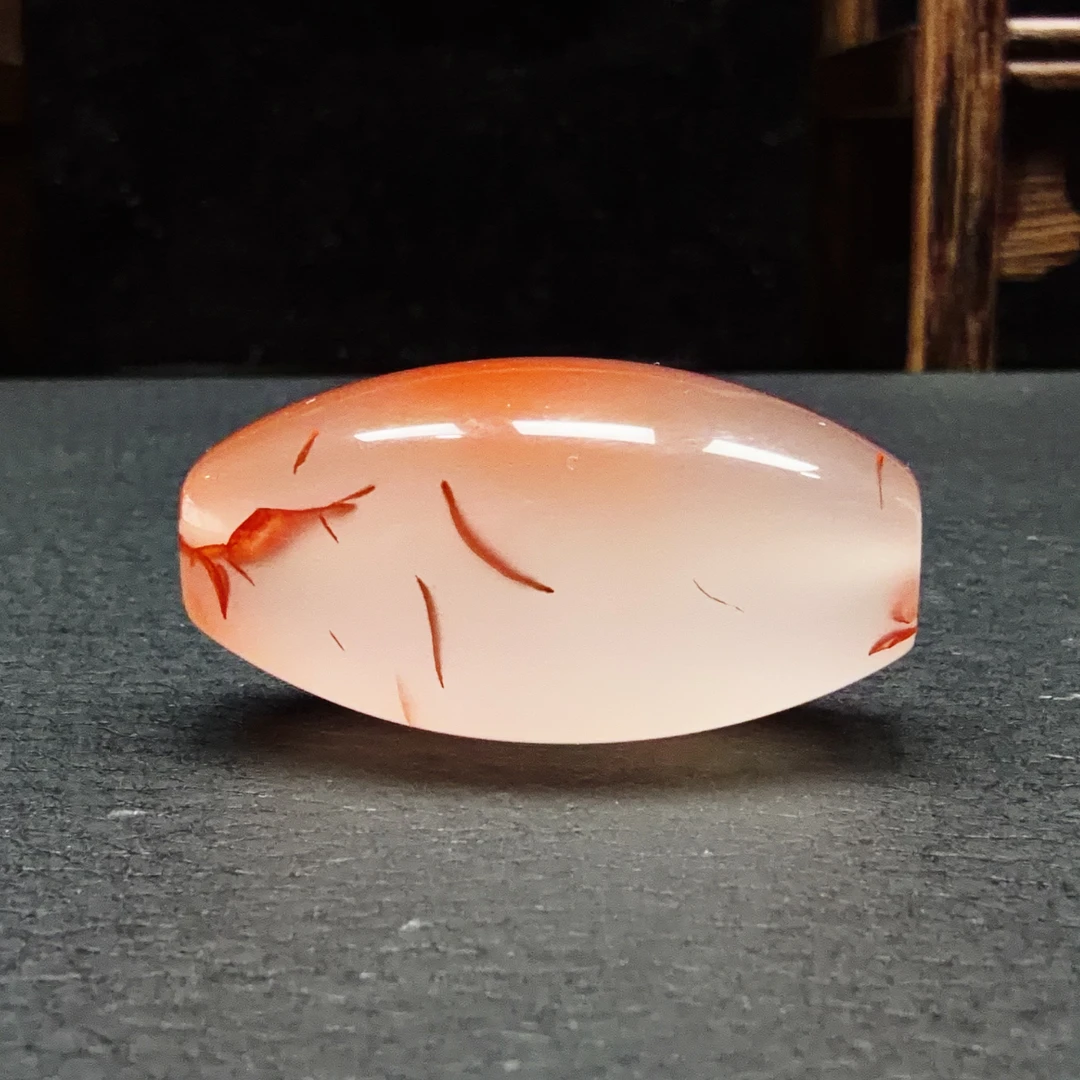 【伟伟鉴定】天然南红 原矿无胶 冰飘花 桶珠 35.4×18×17 时尚精品