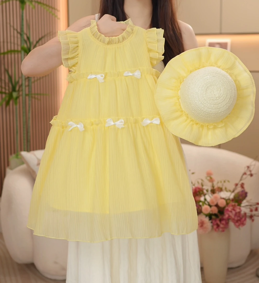 【阿米】2025新款女童中大童蝴蝶结纱裙连衣裙hc075