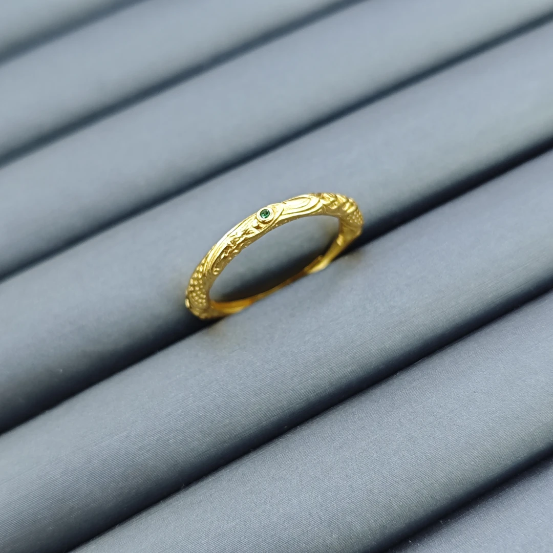 925银戒指 925银金色乾坤圈戒指 5672