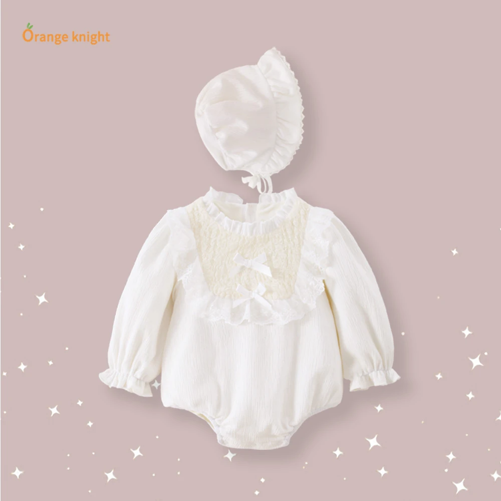 婴幼儿秋冬装新款韩版甜美女宝宝连体衣百天满月小公主哈衣包屁衣