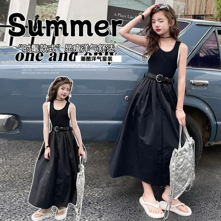 美式假俩件连衣裙裙夏装2025新款宽松吊带可甜可盐薄款