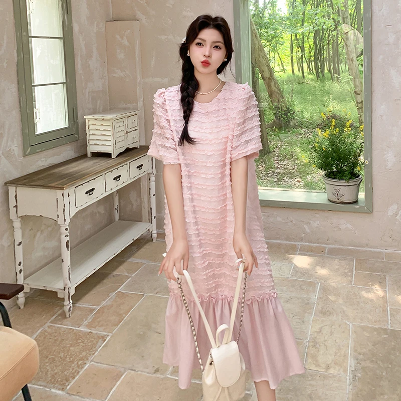 蕾丝长裙连衣裙裙子显瘦气质时尚夏季法式蕾丝长裙连衣裙裙子显瘦