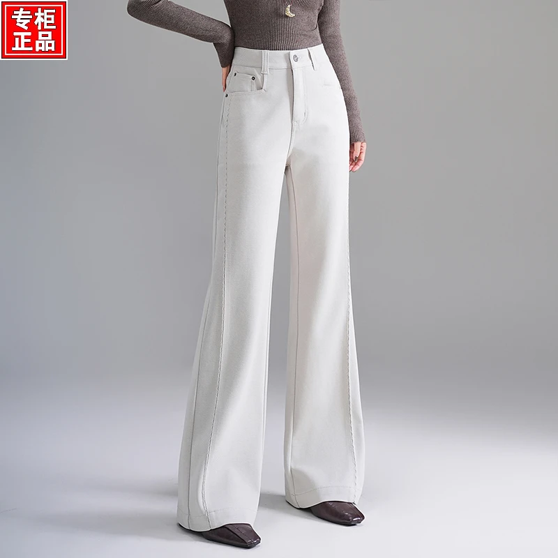 哥弟阿玛施正品2025秋季新款时尚百搭款高腰直筒针织牛仔筒喇女裤