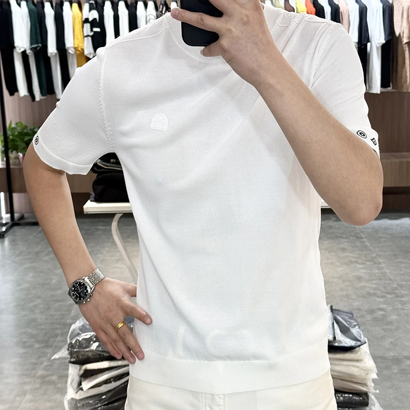 高档针织短袖T恤男春夏装新款时尚帅气半袖体恤休闲男装上衣25226