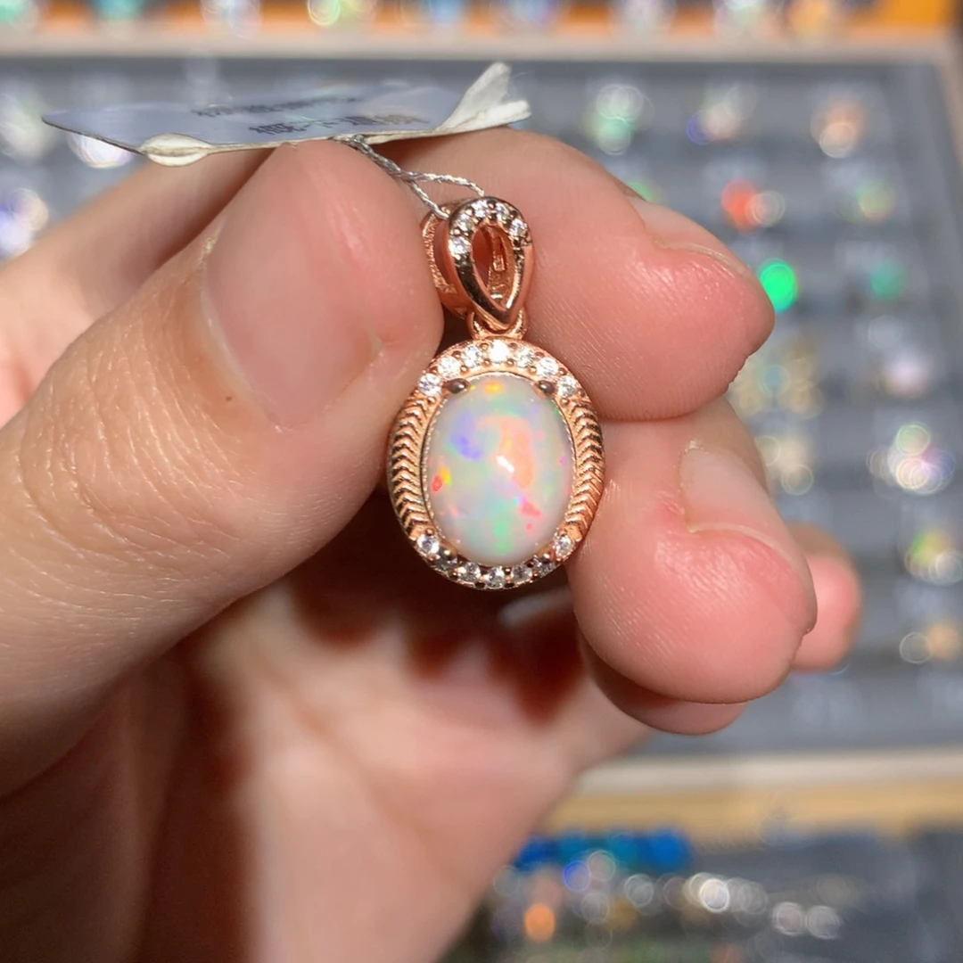 银S925镶嵌欧泊欧泊吊坠y