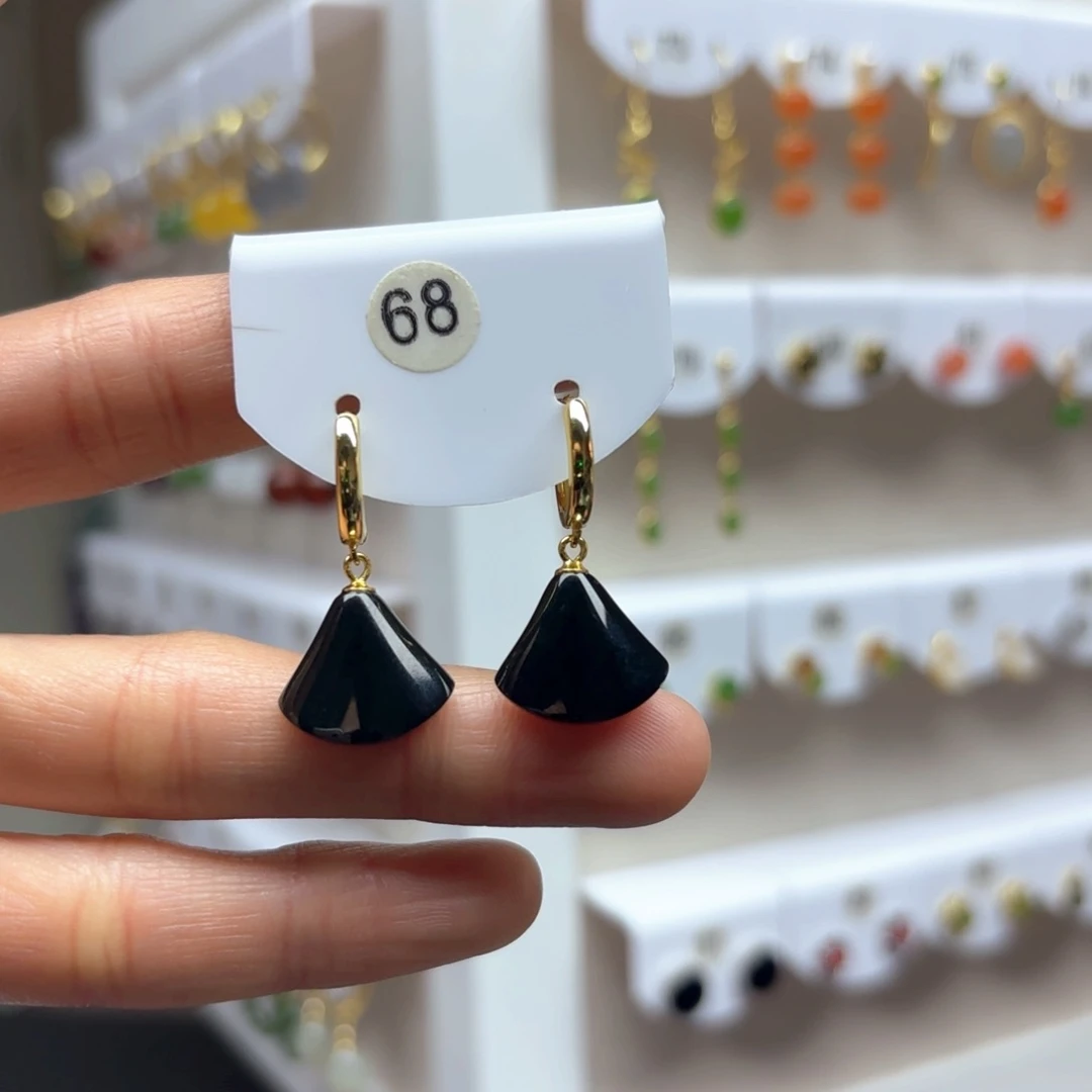 和田玉耳饰银S925镶嵌2