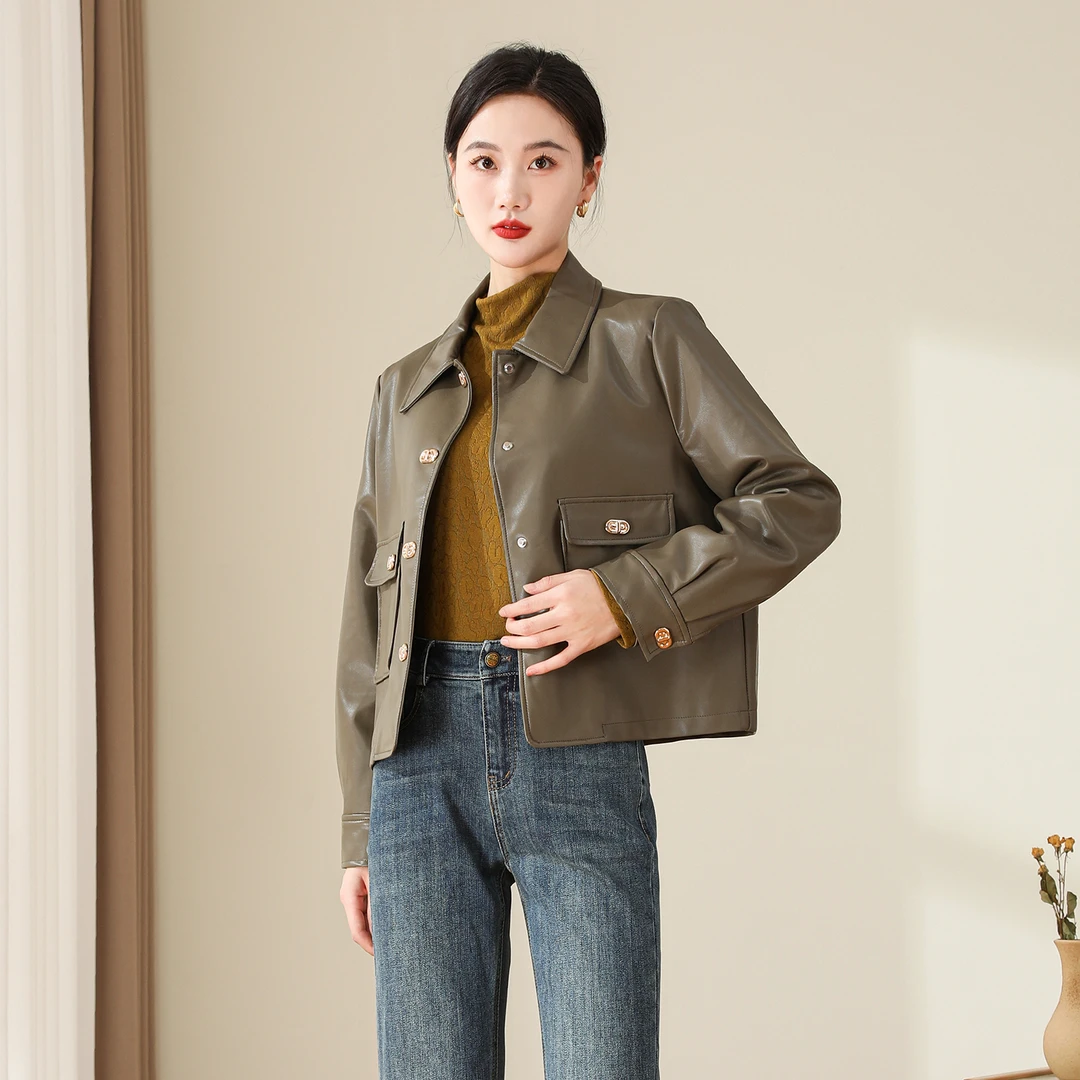 【秋季新款】设计感翻领时尚气质洋气休闲百搭短外套AQ2679 衣长58