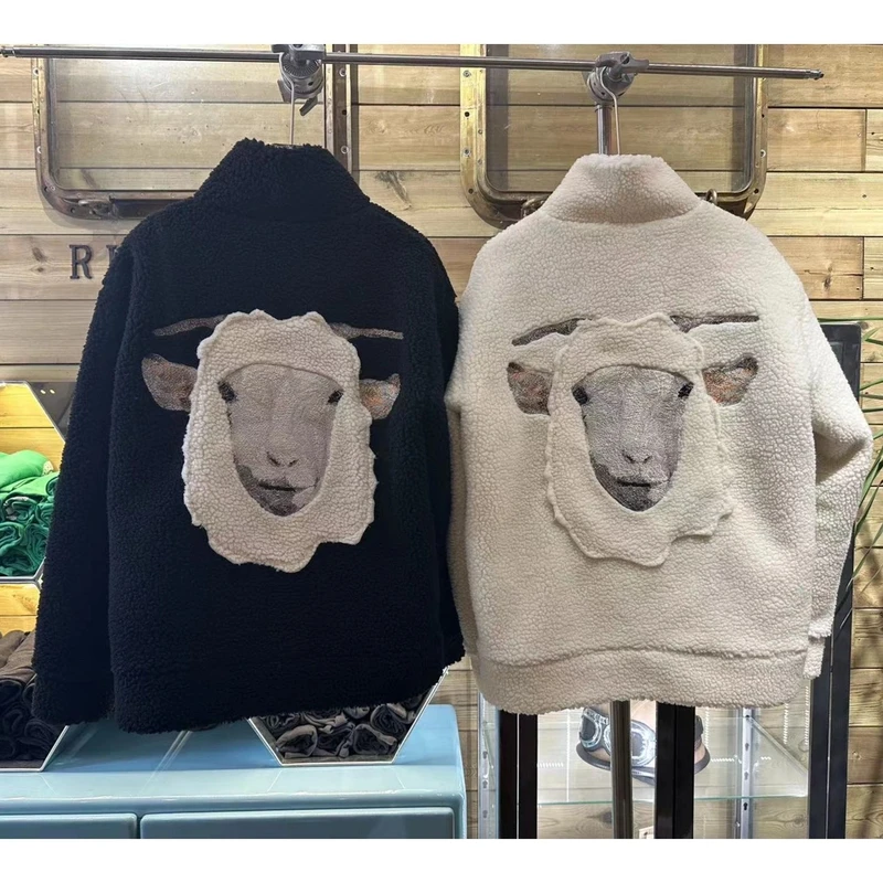 【羊头】秋冬新款潮流加绒加厚刺绣冬季宽松情侣外套男百搭保暖外套