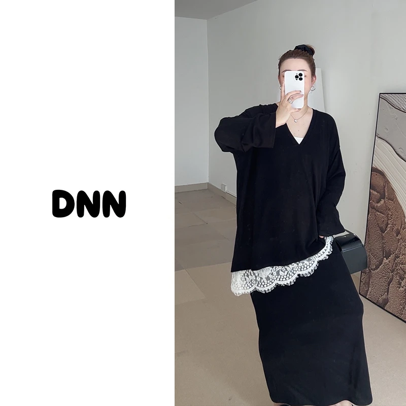 现货【大妮妮】大码 摩登教主垂感纸片人度柔然高弹显瘦套装0301