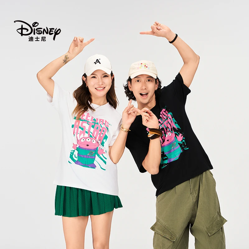 Disney/迪士尼夏季短袖三只眼头像印花T恤 纯棉圆领休闲男女半袖