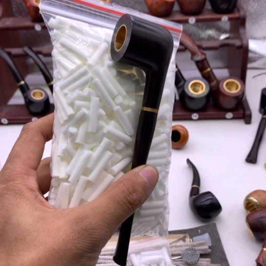 紫光檀阅读斗直杆烟斗加过滤棉