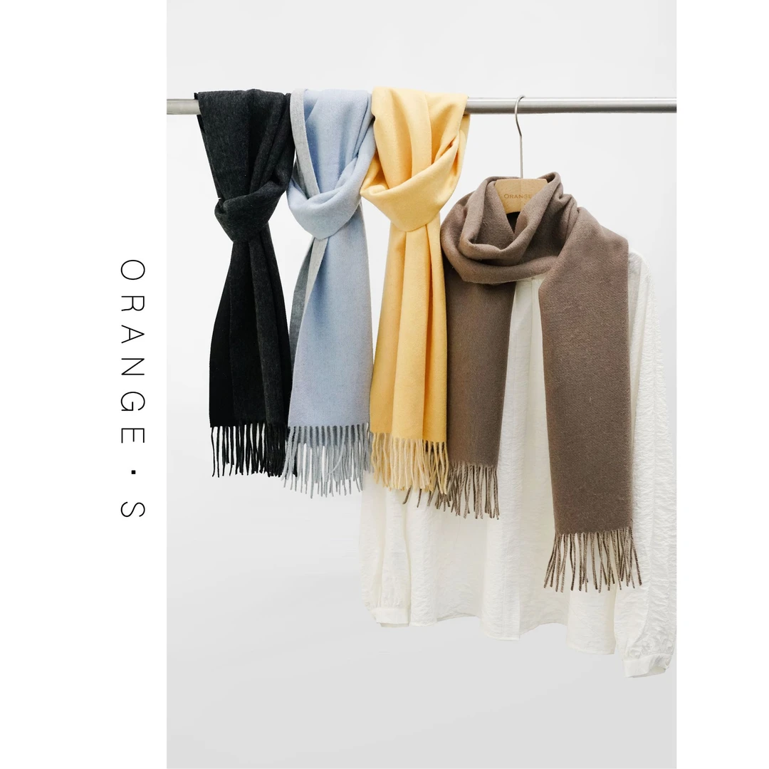 冬日双面氛围紫！【璎珞紫罗兰】垂坠流苏100%山羊绒围巾175*30cm