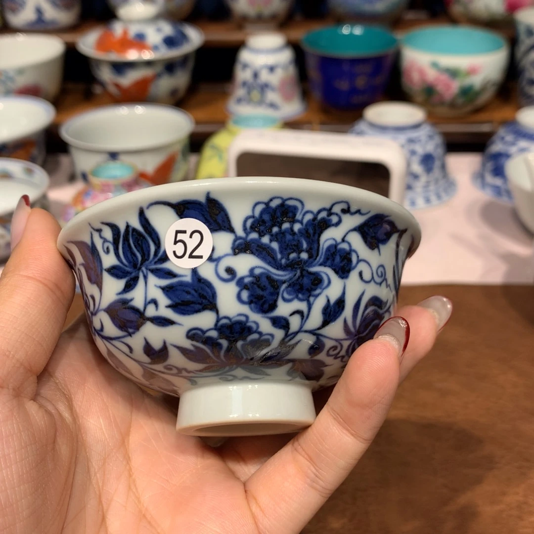 摆件干****a52青花单杯啦啦啦啦