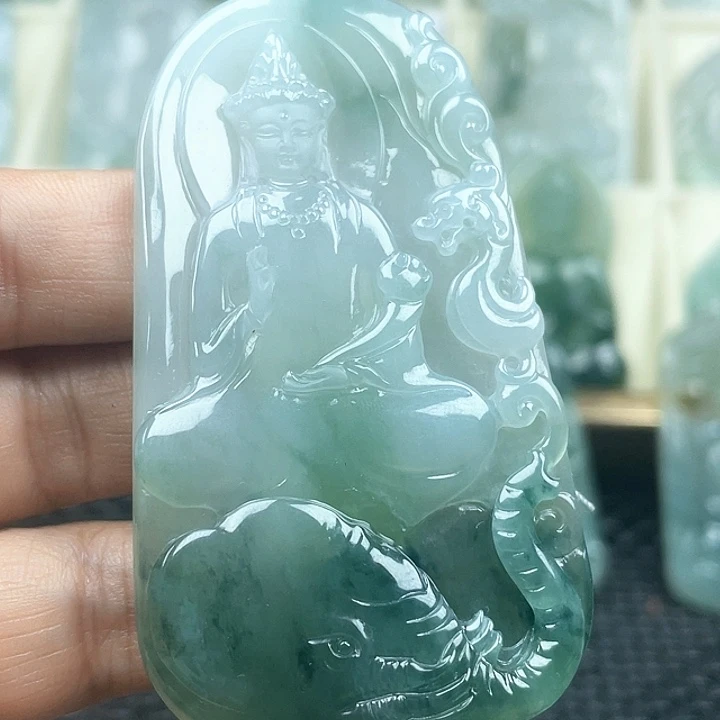 颈饰未镶嵌翡翠天然翡翠货普贤菩萨