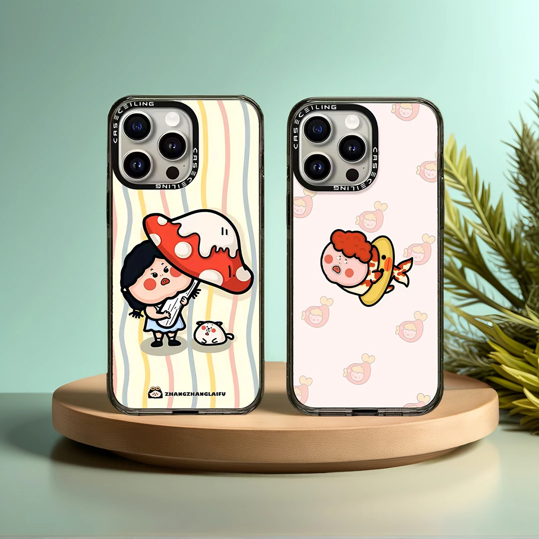 ZHANGZHANGLAIFU原创蘑菇女孩亚克力适用苹果16promax手机壳可爱
