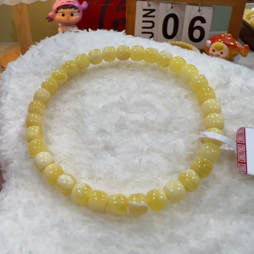 未镶嵌蜜蜡手串6m黄白花手串漏