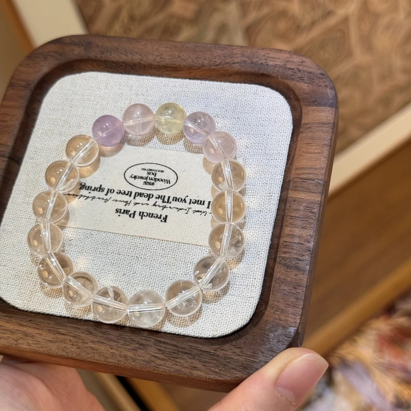 【多宝】10m白水晶+粉水+紫水+柠檬晶手串女天然水晶Y61多样性发一