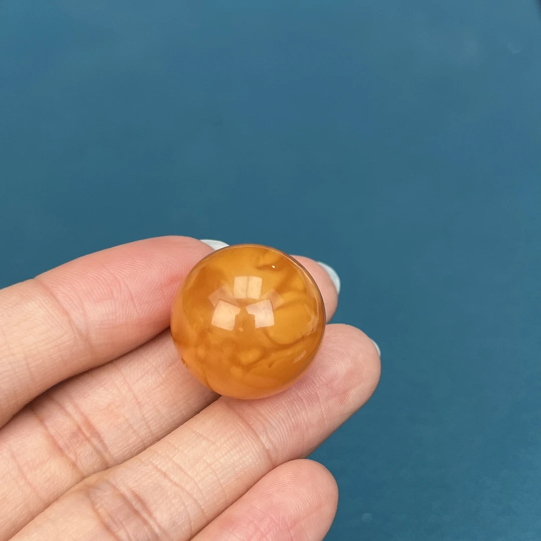 Y4321天然原矿蜜蜡鸡油红圆珠 20mm抖音基地质检发货