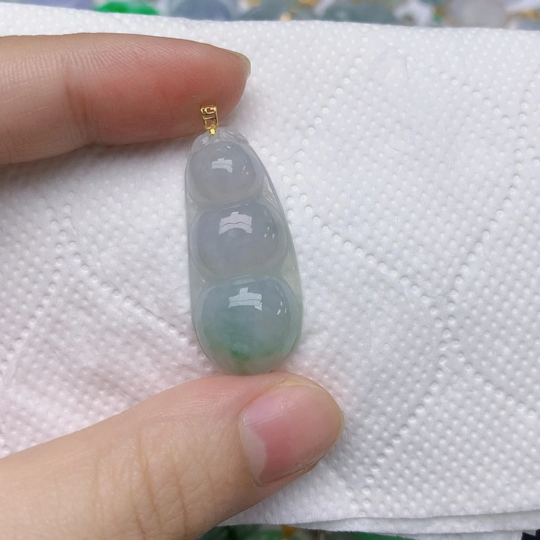 翡翠18K金镶嵌颈饰天然A货翡翠