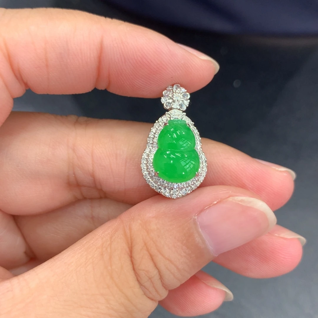 翡翠18K金镶嵌吊坠(不含链)吊坠