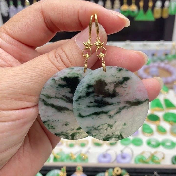 翡翠18K金镶嵌耳饰