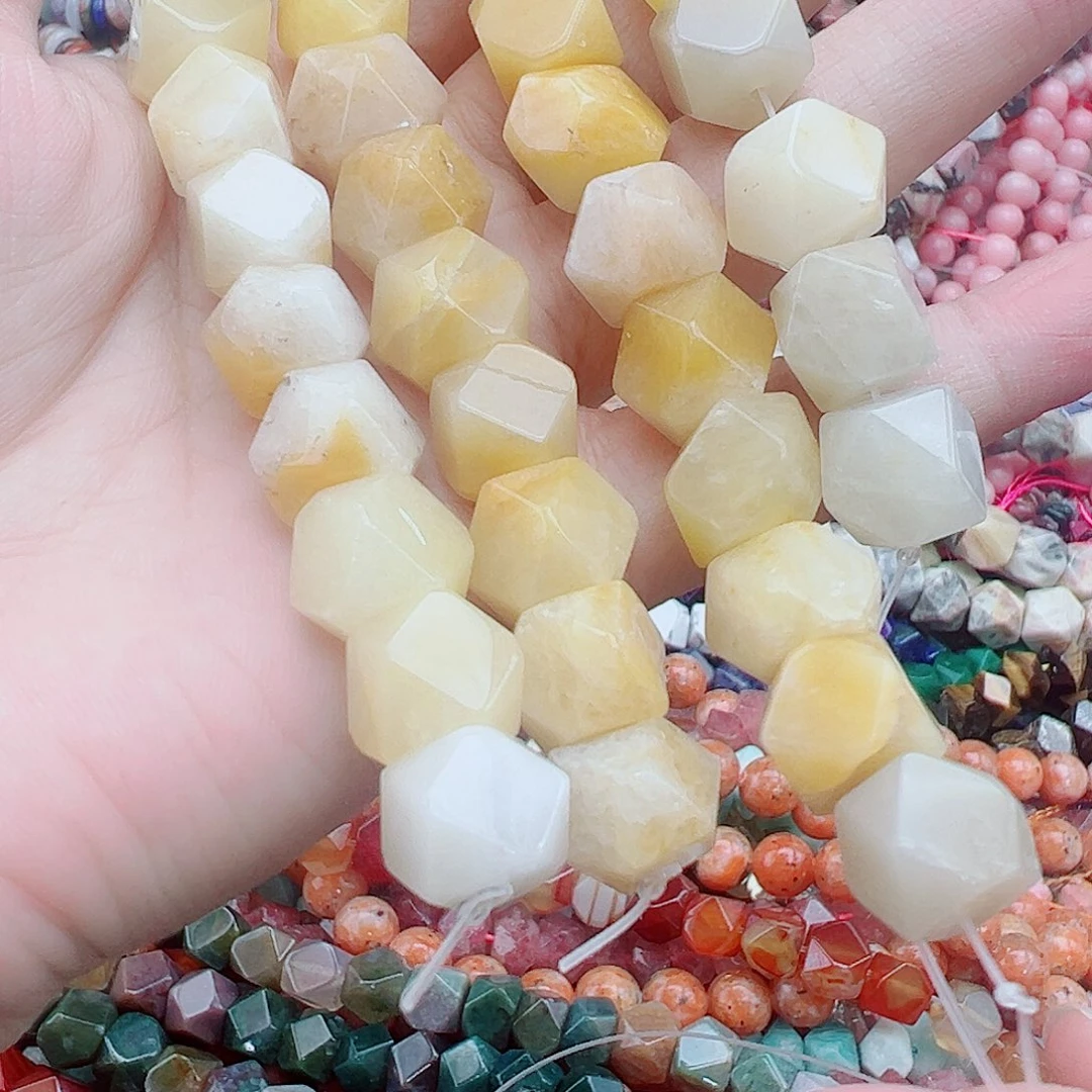 玛瑙/玉髓合金珠宝半成品10*10切角黄龙玉