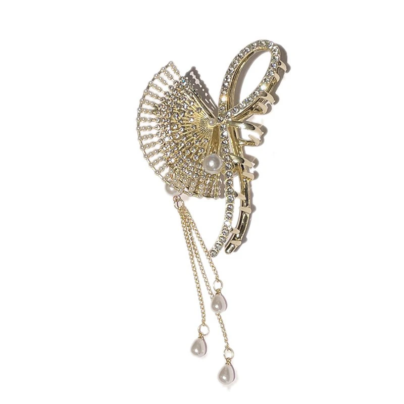 ale发饰头饰 金色扇形流苏发抓时尚超仙满钻优雅抓夹4160806