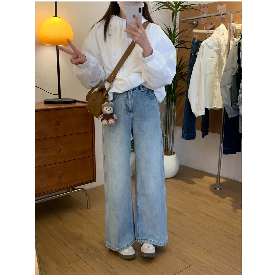 （幕幕）浅色直筒裤长裤超级显瘦（201）